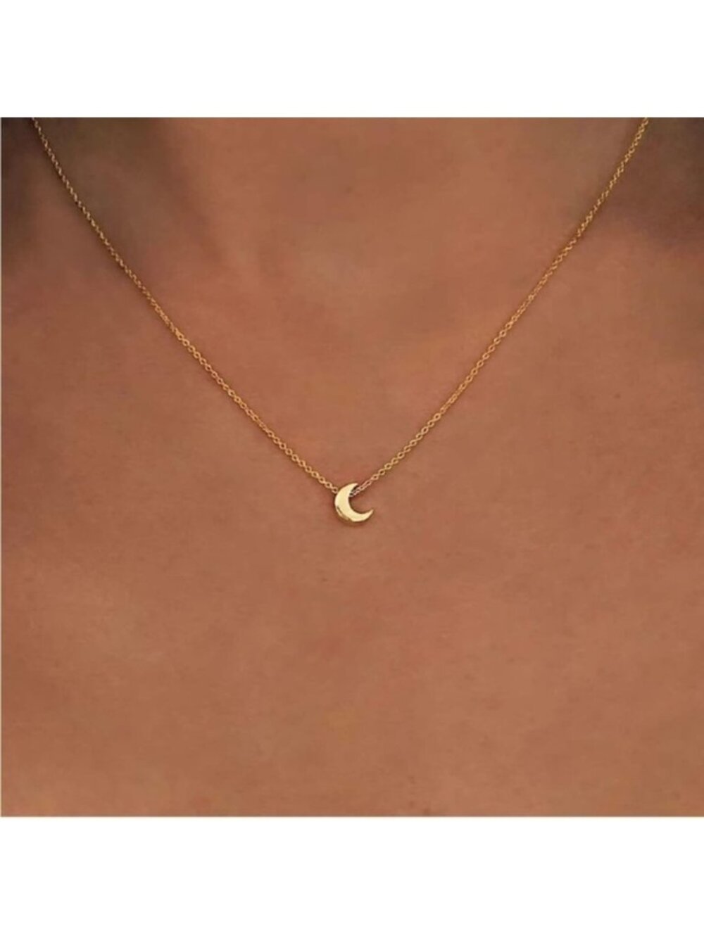 GOLD 14k Gold Plated Moon Pendant Necklace